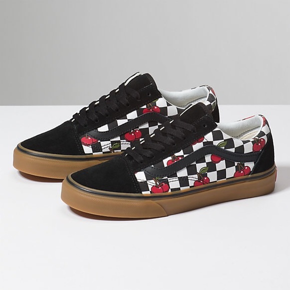 cherry checkerboard vans